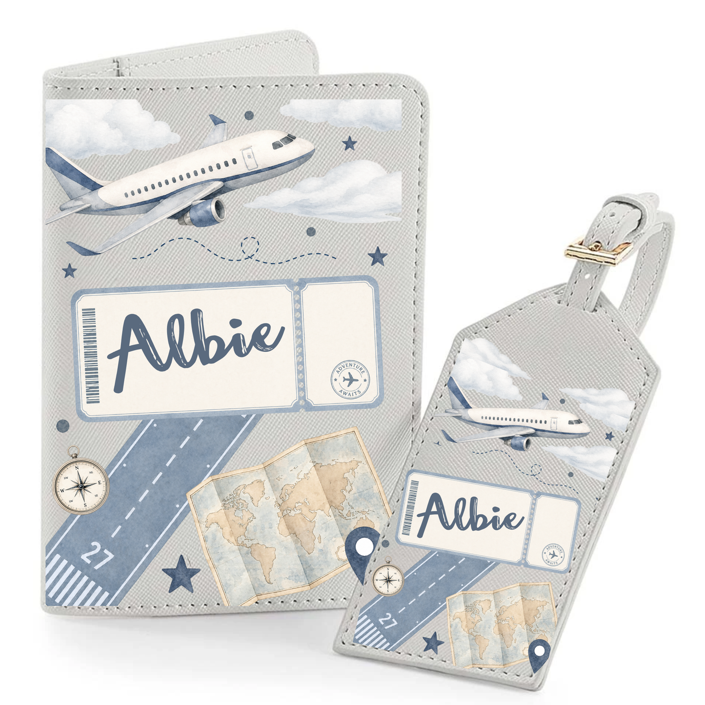 Personalised passport and luggage tag, mermaid, space, fairies, dinosaur, animals