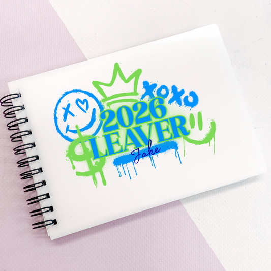 2026 Personalised Leavers books- A6- 3 different designs, pink, blue, purple