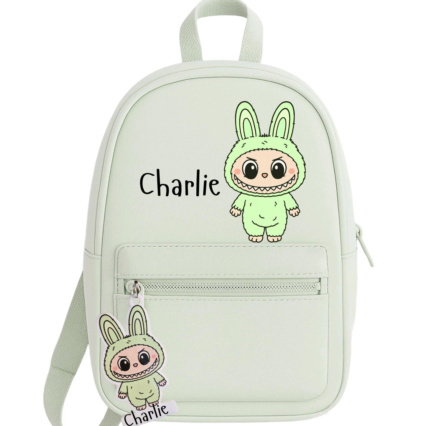 Personalized Monster Backpack: Kids School Bag with Zip Pull Keyring