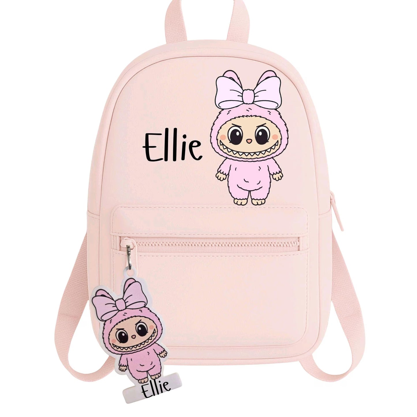 Personalized Monster Backpack: Kids School Bag with Zip Pull Keyring