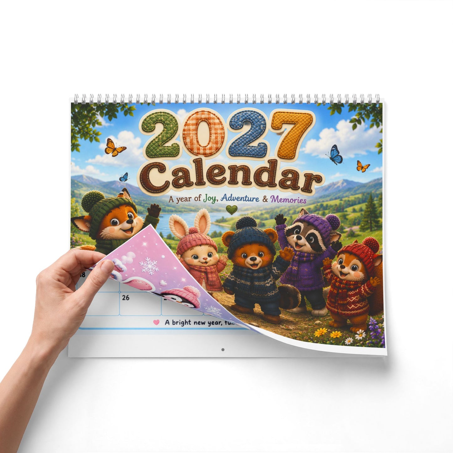 2027 Cute Animal Wall Calendar — Monthly Family Planner with Adorable Characters (January Design)