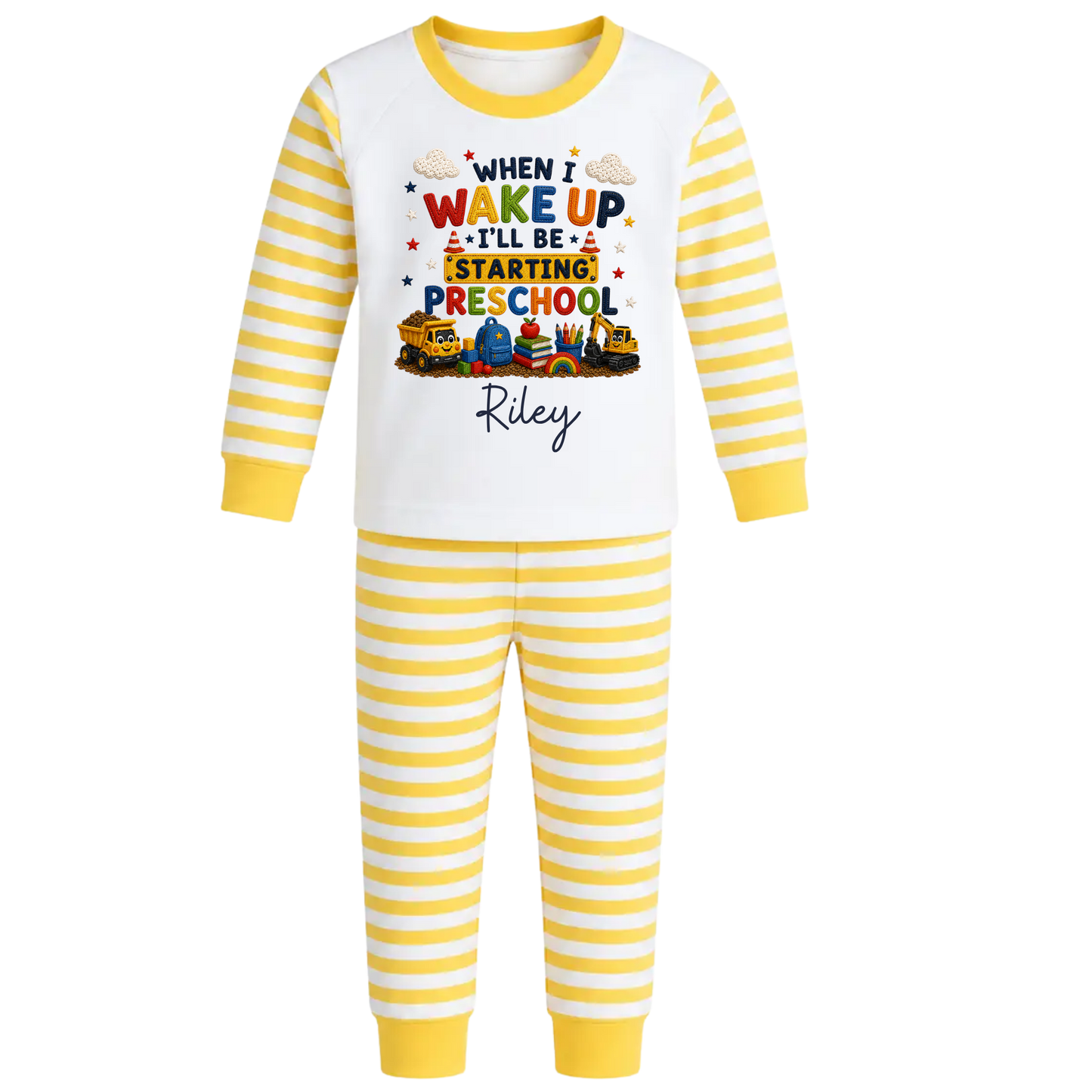Personalised Construction First Day Nursery & School Pyjamas