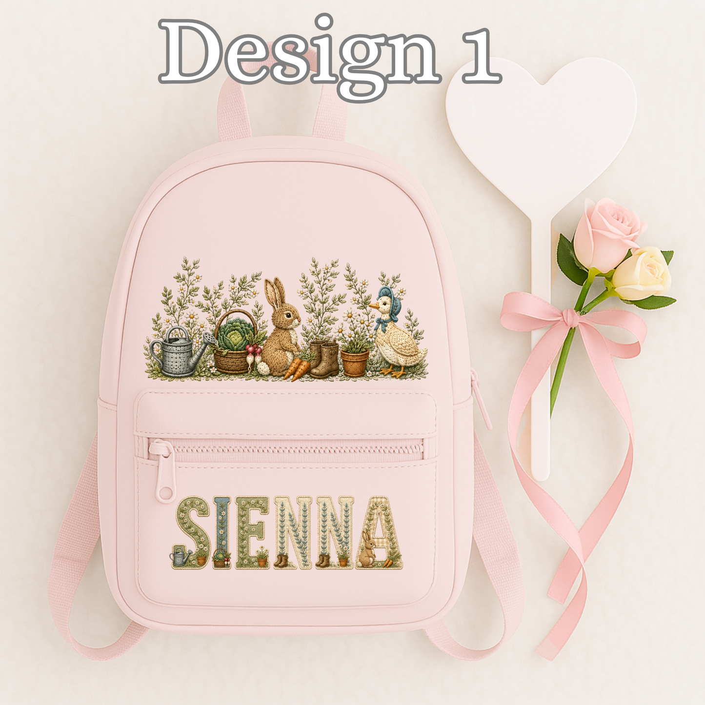 Personalised Woodland Bunny & Duck Backpack and Lunch Bag | Custom Nursery & School Set
