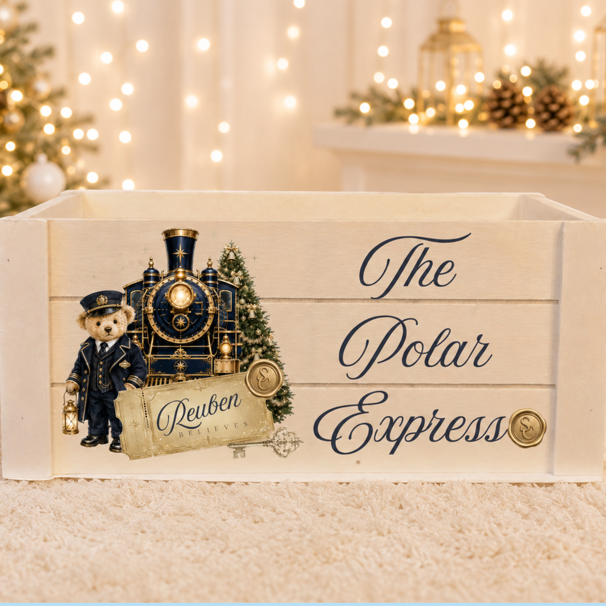 Personalised Christmas Eve Box Set | Polar Express Pyjamas, Teddy Bear, Mug, Bell & Ticket