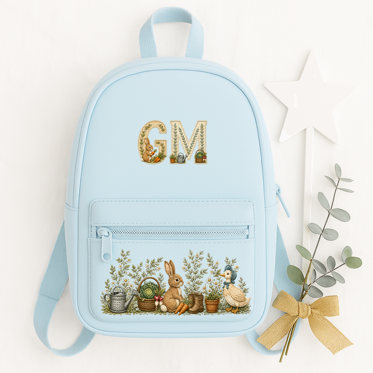 Personalised Woodland Bunny & Duck Backpack and Lunch Bag | Custom Nursery & School Set