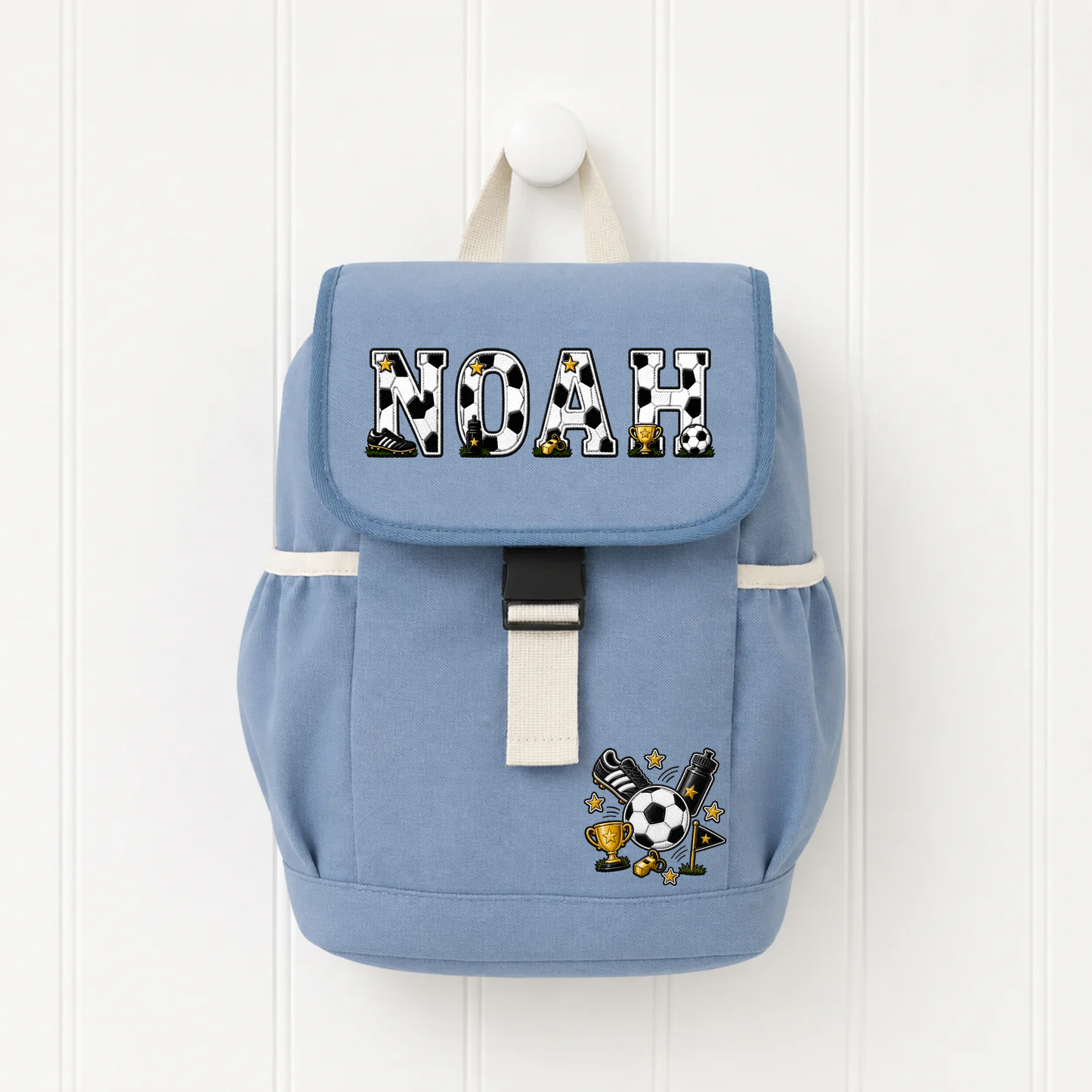 Personalised Football Backpack & Lunch Bag Set | Custom Kids School Bag with Name