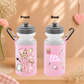 Personalised girls' makeup backpack, lunch bag and water bottle holder with a custom name. Available in pink, light blue and navy, back to school set