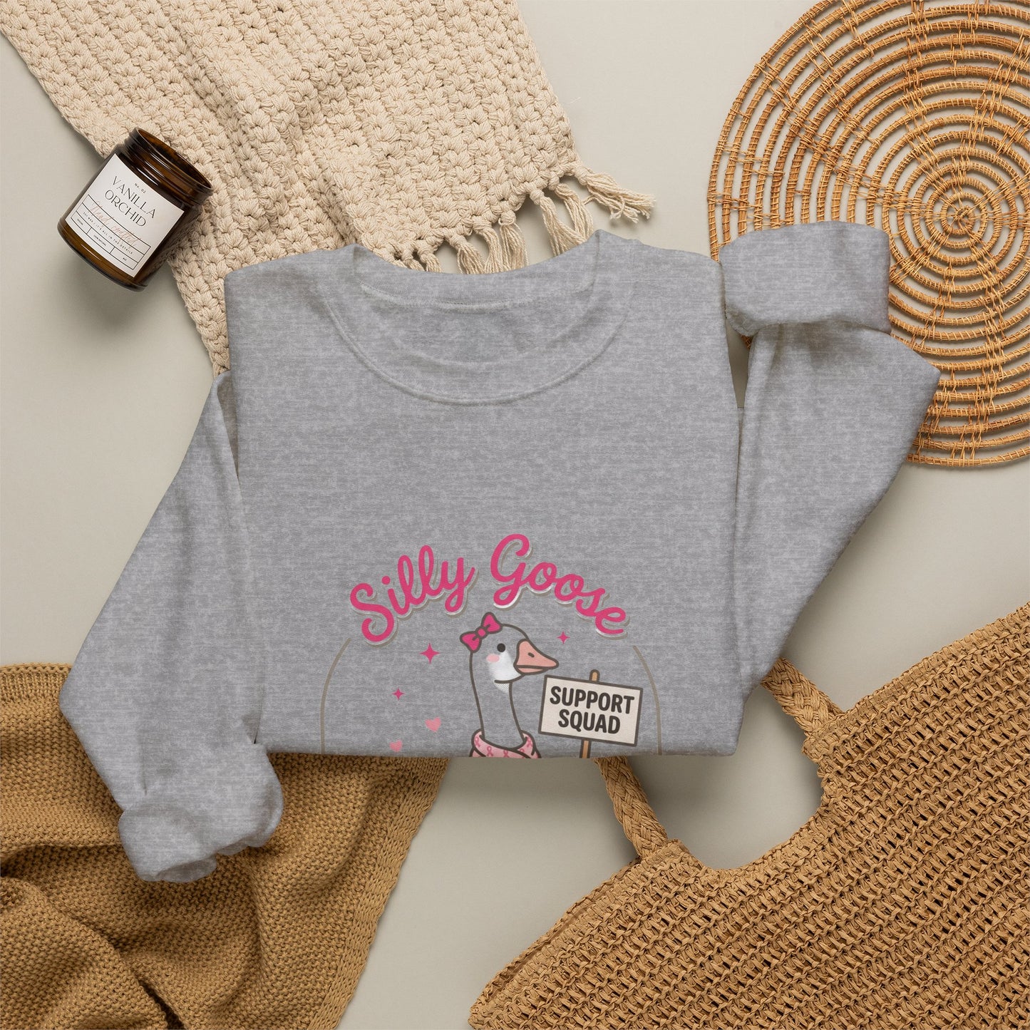 Silly Goose Support Squad Sweatshirt | Cute Goose Graphic Crewneck