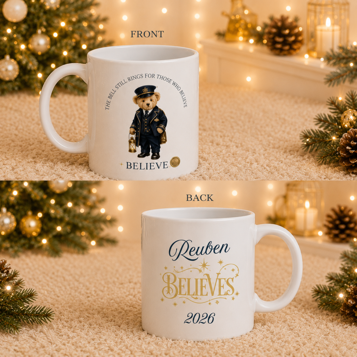 Personalised Christmas Eve Box Set | Polar Express Pyjamas, Teddy Bear, Mug, Bell & Ticket