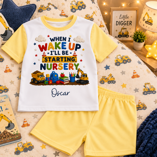 Personalised Construction First Day Nursery & School Pyjamas