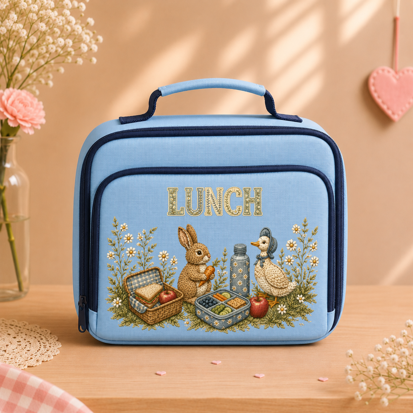 Personalised Woodland Bunny & Duck Backpack and Lunch Bag | Custom Nursery & School Set