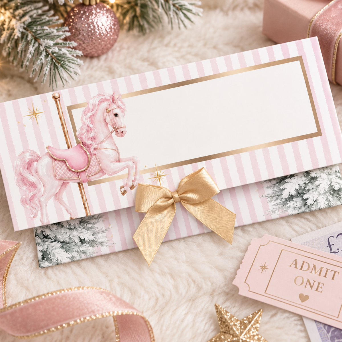 Personalised Christmas Money Wallet | Christmas Carousel Gift Wallet | Money Holder | Cash Gift Envelope | Christmas Eve Gift