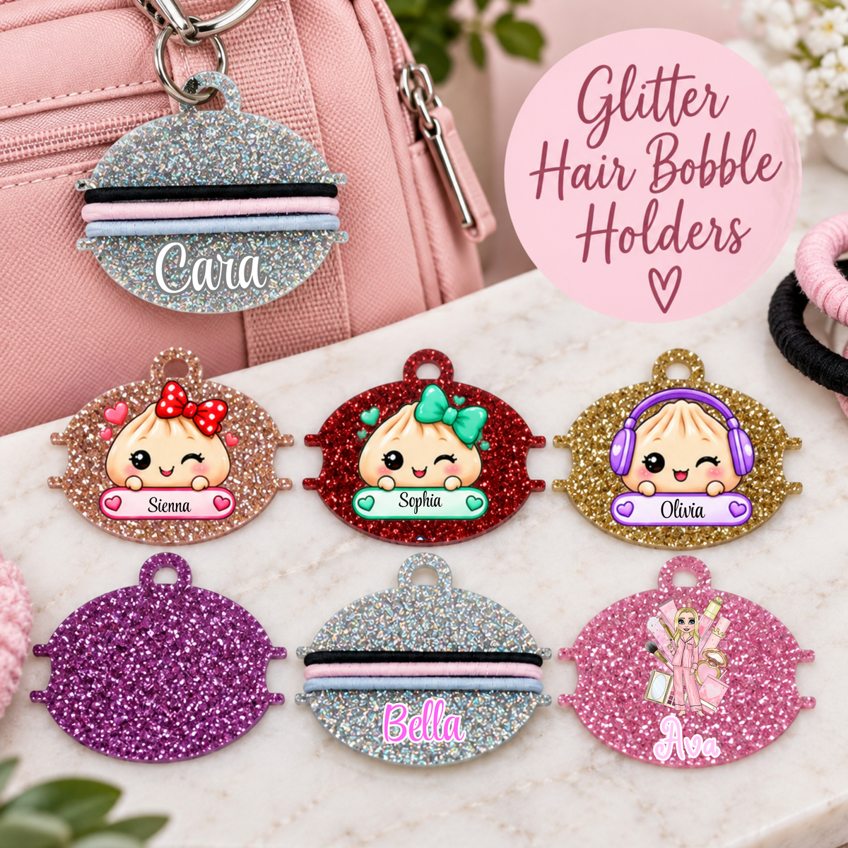 Personalised Glitter Bobble Keyring – Custom Sports & Hobby Designs