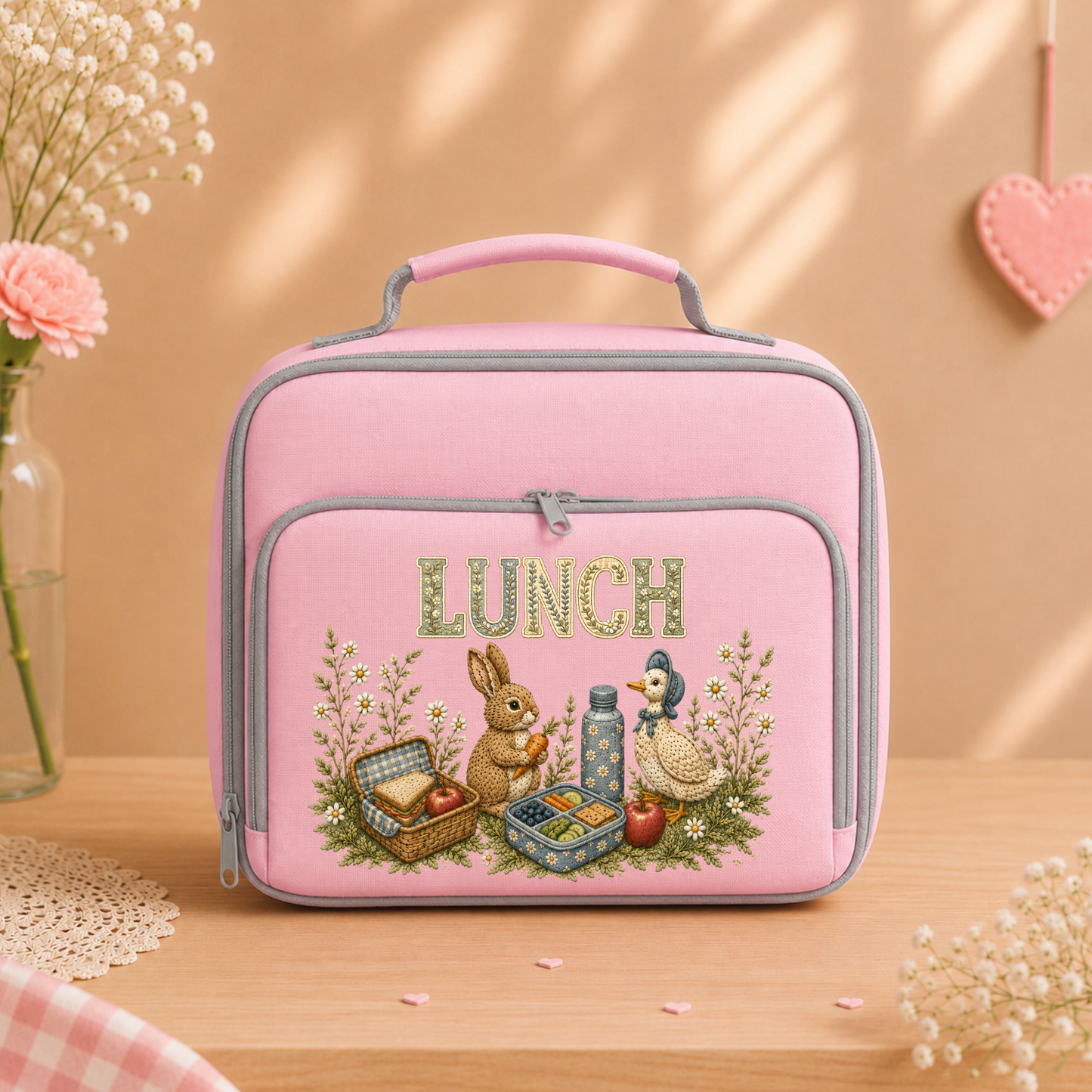 Personalised Woodland Bunny & Duck Backpack and Lunch Bag | Custom Nursery & School Set
