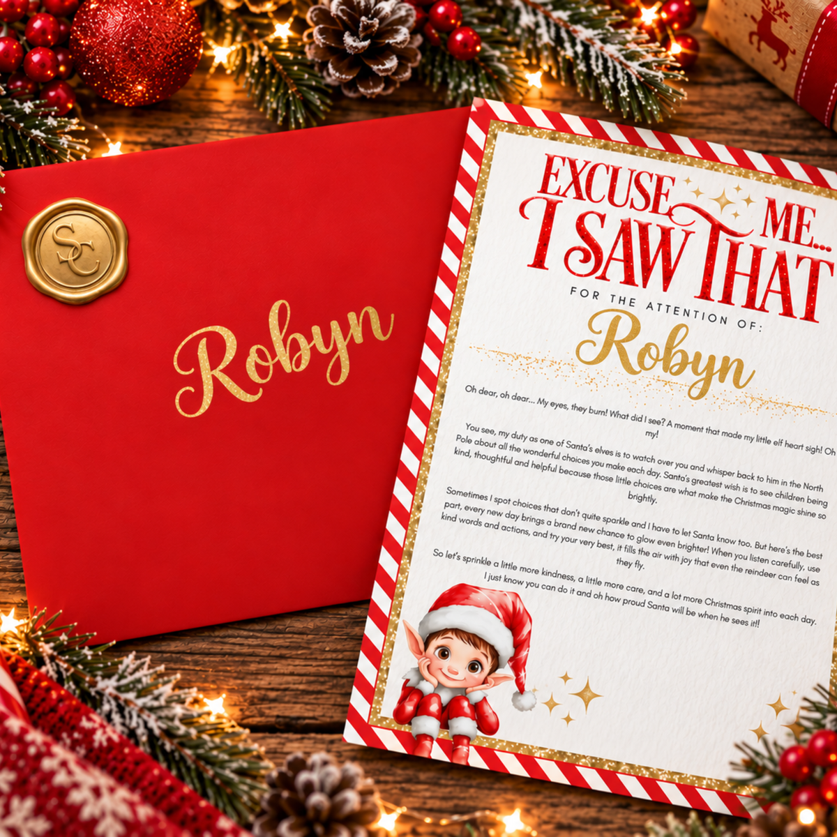 Personalised Elf Letter & Magical Message from Your Elf -red🎄✨