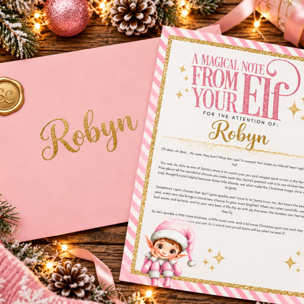 Personalised Elf Letter & Magical Message from Your Elf -pink🎄✨