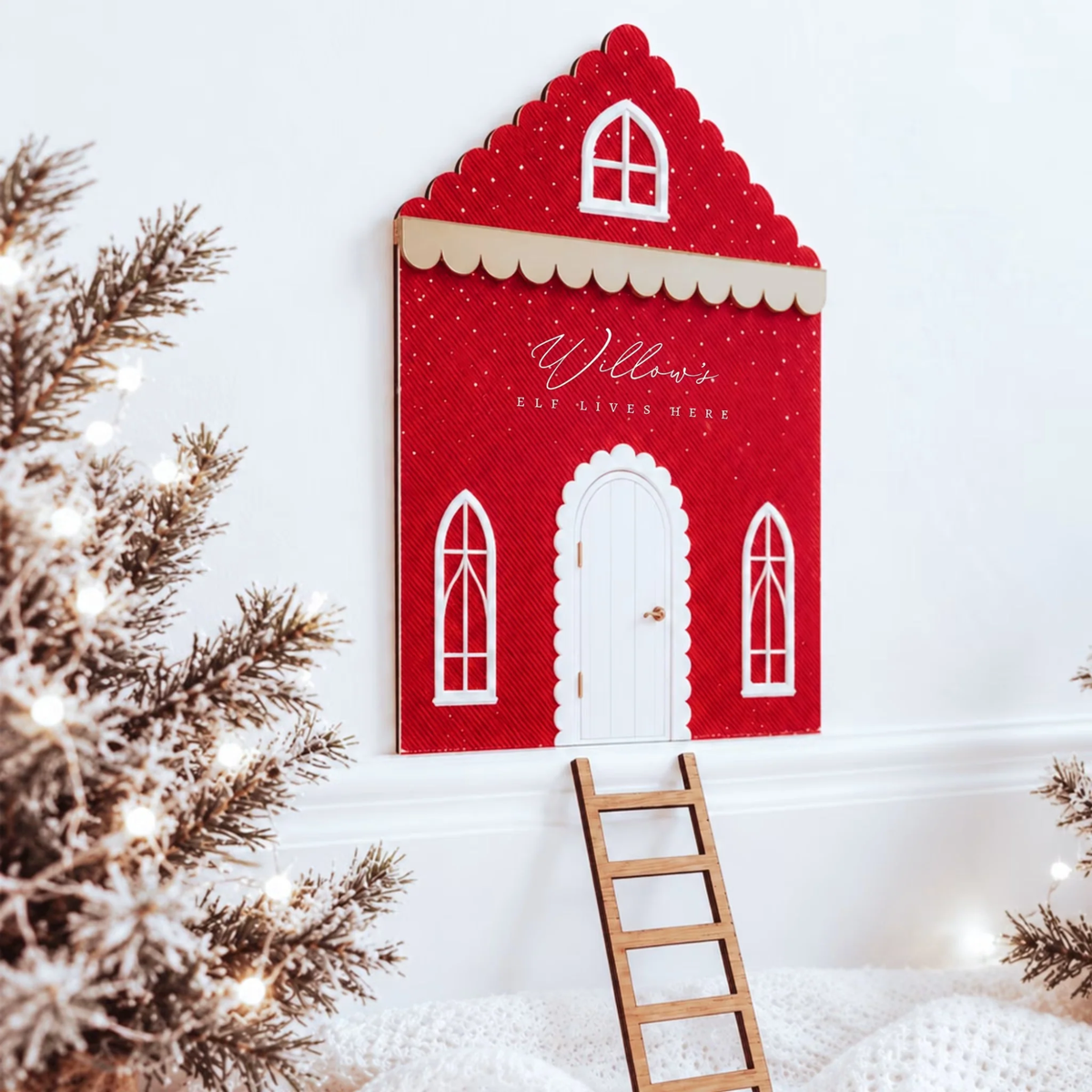 Personalised Acrylic Elf House with Optional Wooden Ladder 🎄✨