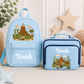 Personalised Dinosaur Backpack & Lunch Bag Set | Embroidered Dinosaur School Bag with Name | Nursery & School Gift