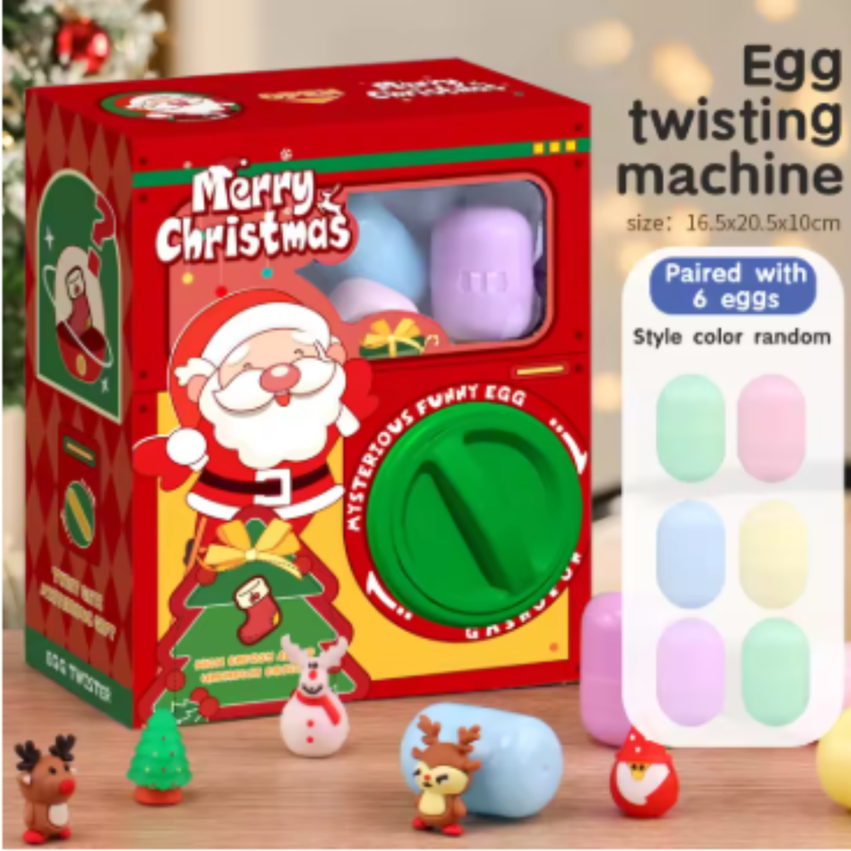 Christmas Twist Egg Maker Maker with Santa Elk Snowman Doll Fun Twist Egg Maker with Randomly Matches 6 Eggs Christmas Gift