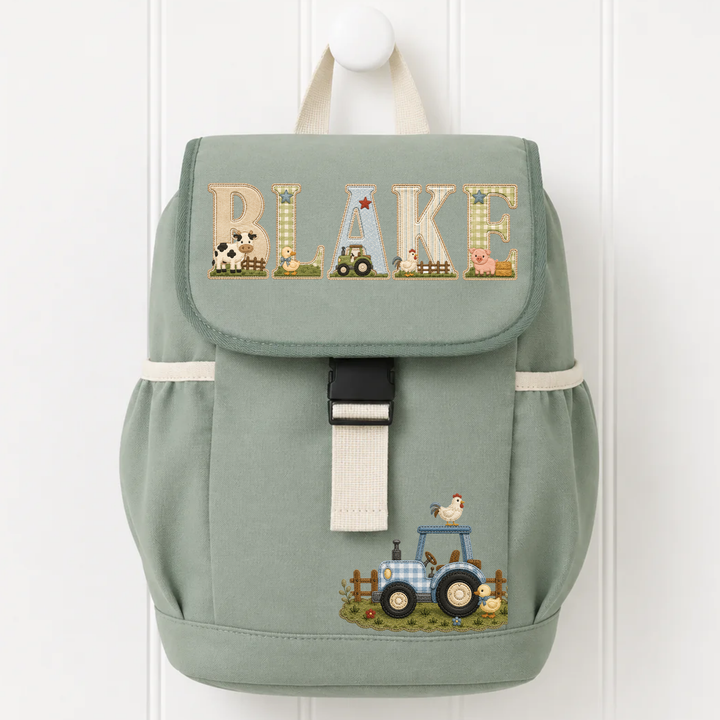 Personalised Farm Backpack & Lunch Bag Set | Custom School Bag with Name | Tractor School Set