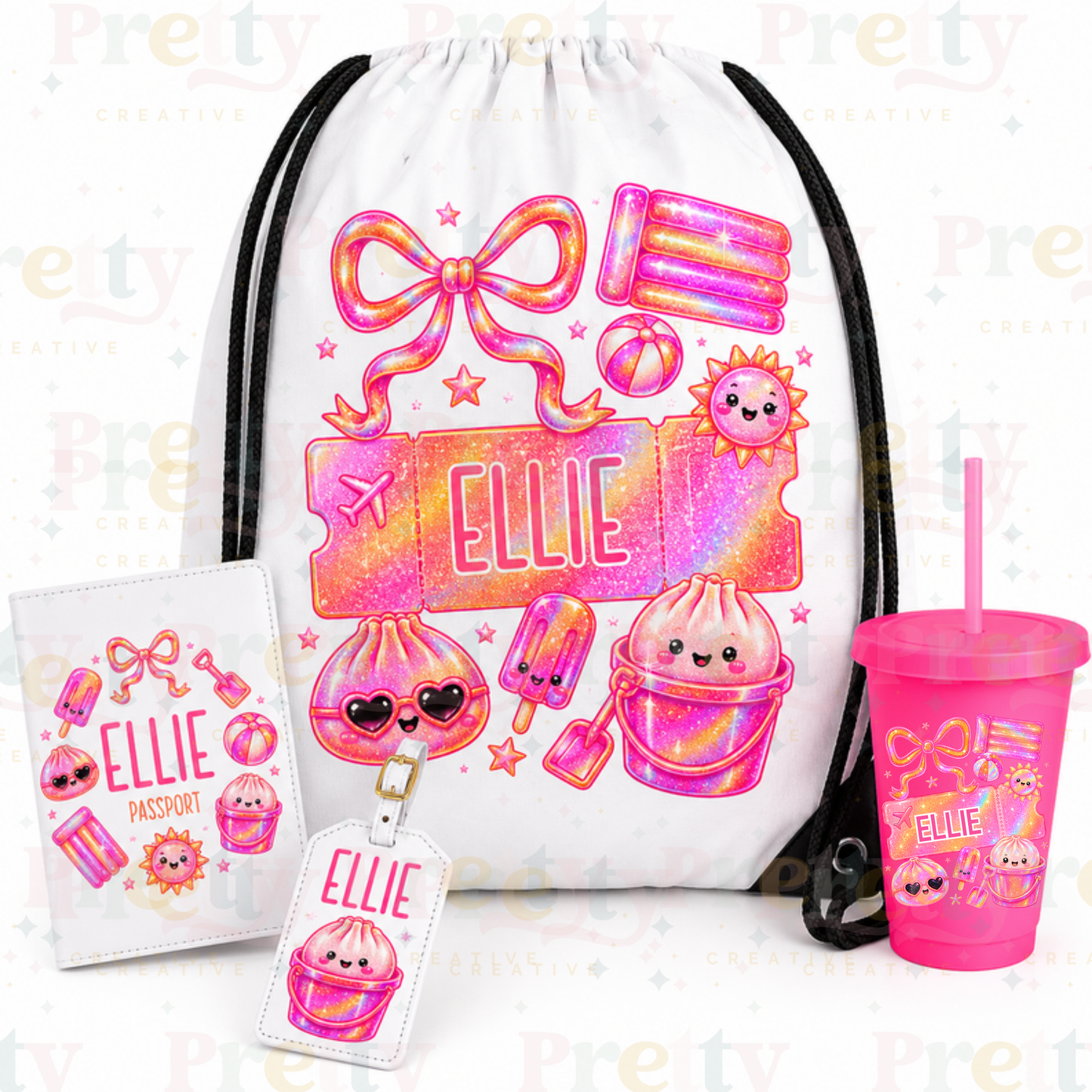 Personalised Dumpling Drawstring Bag & Travel Set