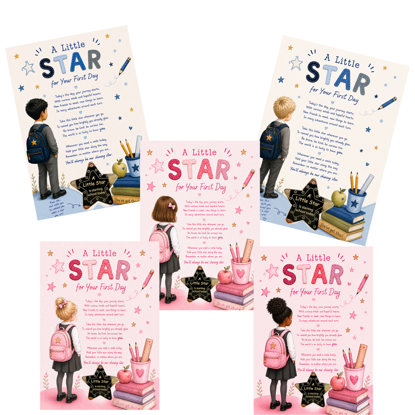 ⭐ A Little Star for Your First Day – Personalised First Day of School/Nursery Keepsake Card with Acrylic Star