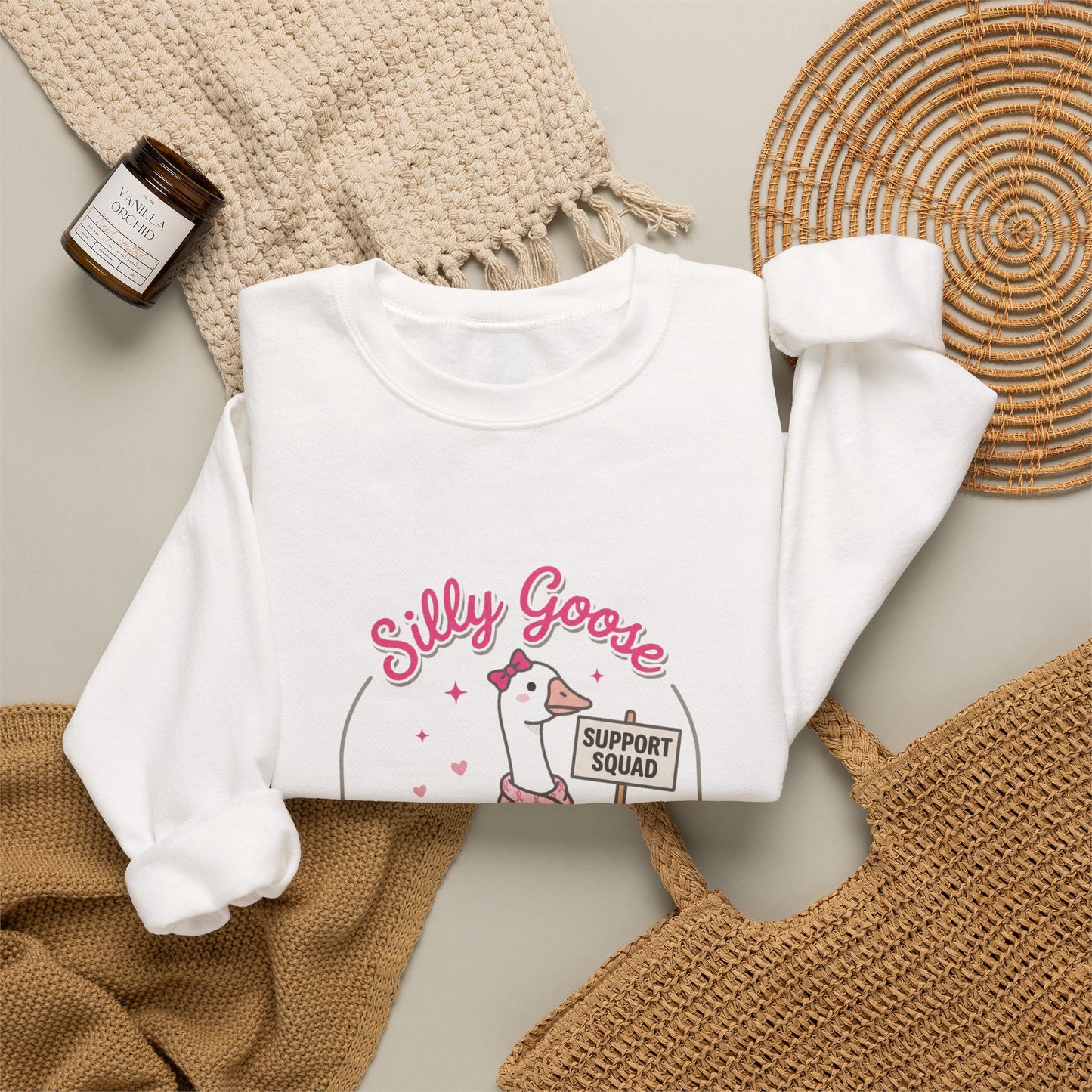 Silly Goose Support Squad Sweatshirt | Cute Goose Graphic Crewneck