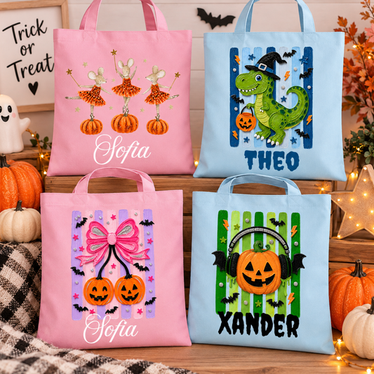 Personalised Halloween Mini Tote Bag | Kids Trick or Treat Bag