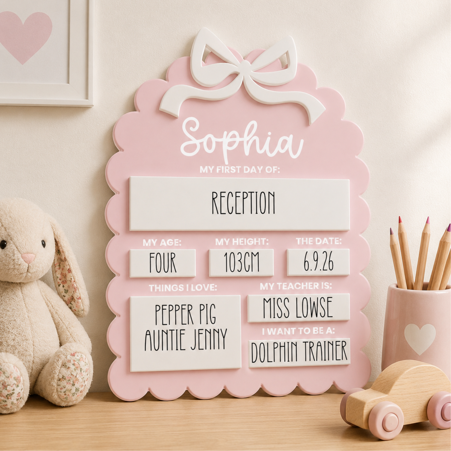 Personalised First Day of School Milestone Board 🎀⭐