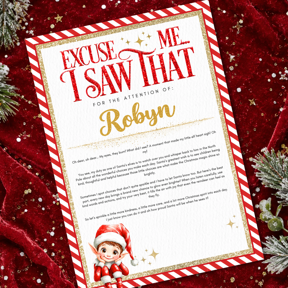 Personalised Elf Letter & Magical Message from Your Elf -red🎄✨