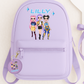 🎶 KPOP Inspired Personalised Backpack with Keychain – 7L | Baby Pink, Lilac & Baby Blue 💜