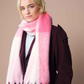 Fluffy checked oversized scarf, warm, soft, pink, brown, grey, green chunky, warm, luxury