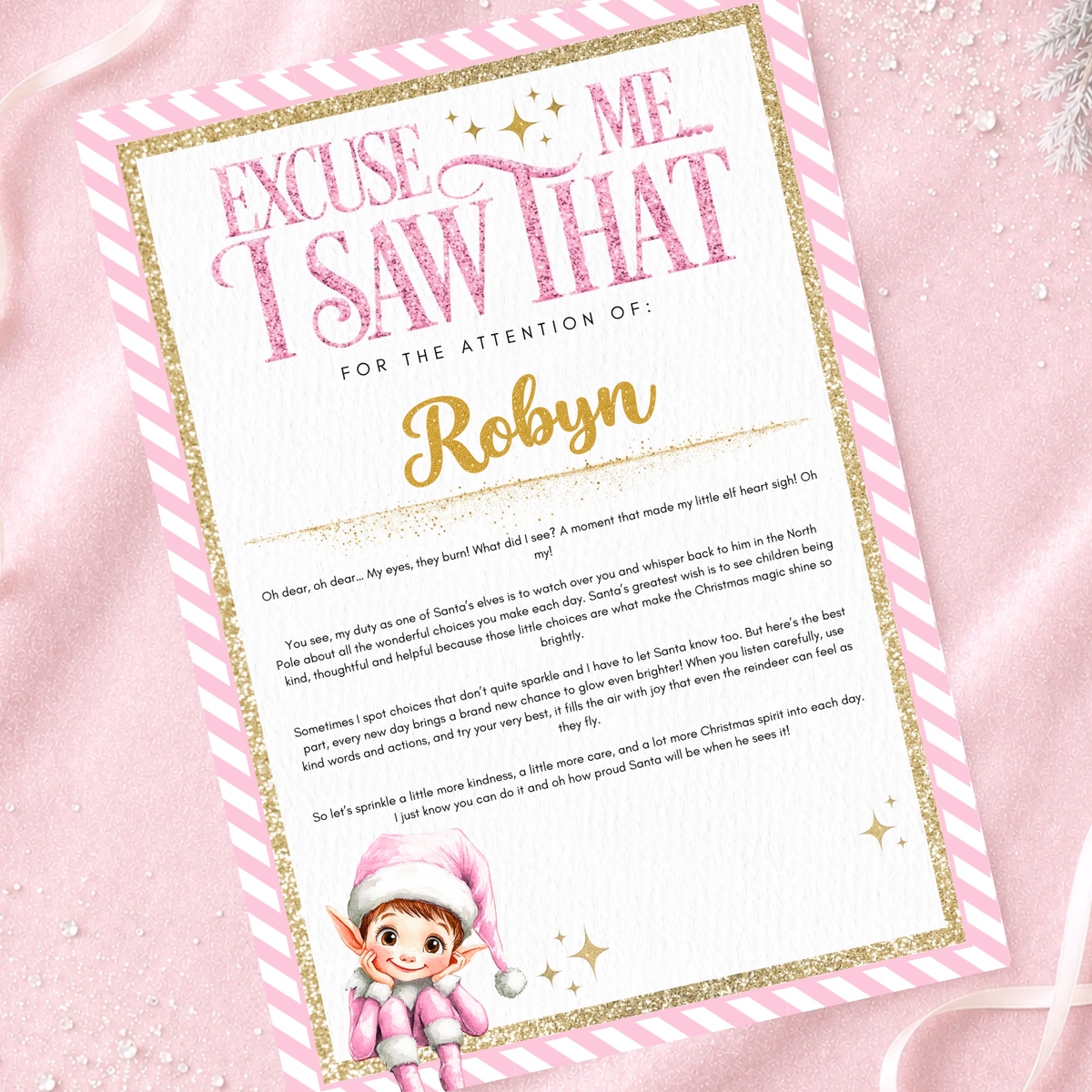 Personalised Elf Letter & Magical Message from Your Elf -pink🎄✨