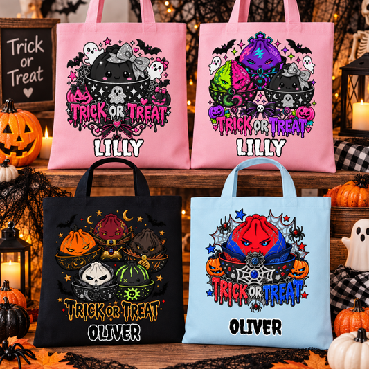 Personalised Dumpling Halloween Mini Tote Bag | Kids Trick or Treat Bag