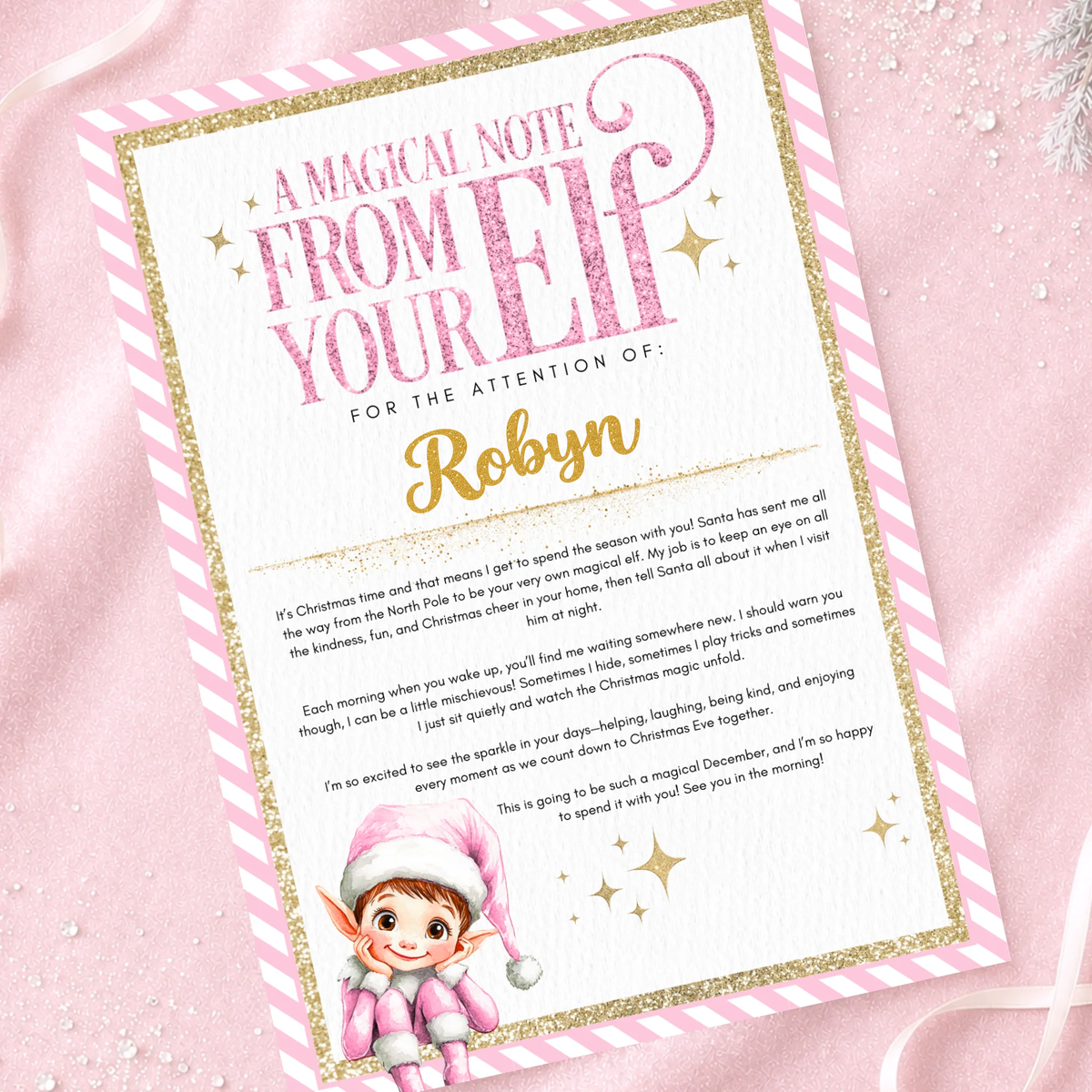 Personalised Elf Letter & Magical Message from Your Elf -pink🎄✨