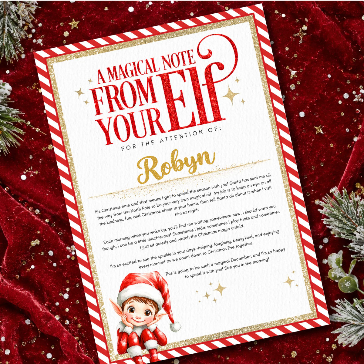Personalised Elf Letter & Magical Message from Your Elf -red🎄✨