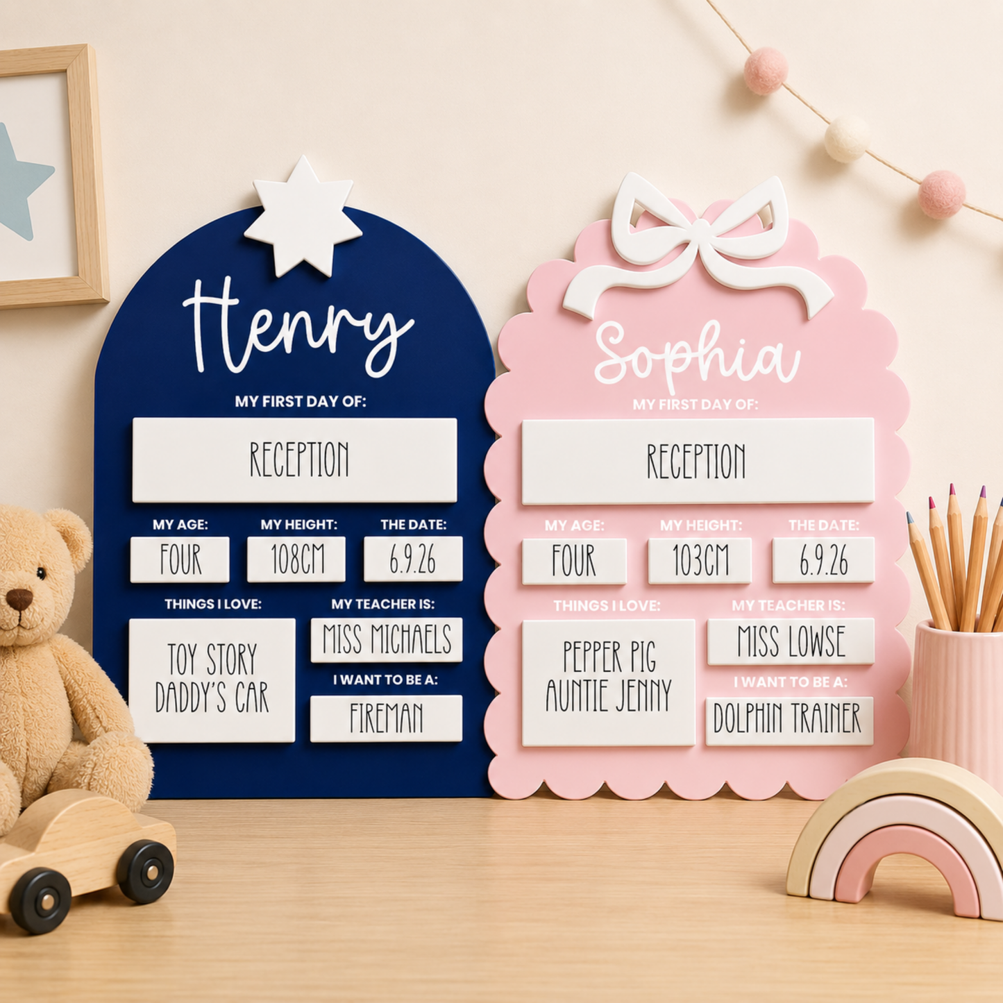Personalised First Day of School Milestone Board 🎀⭐