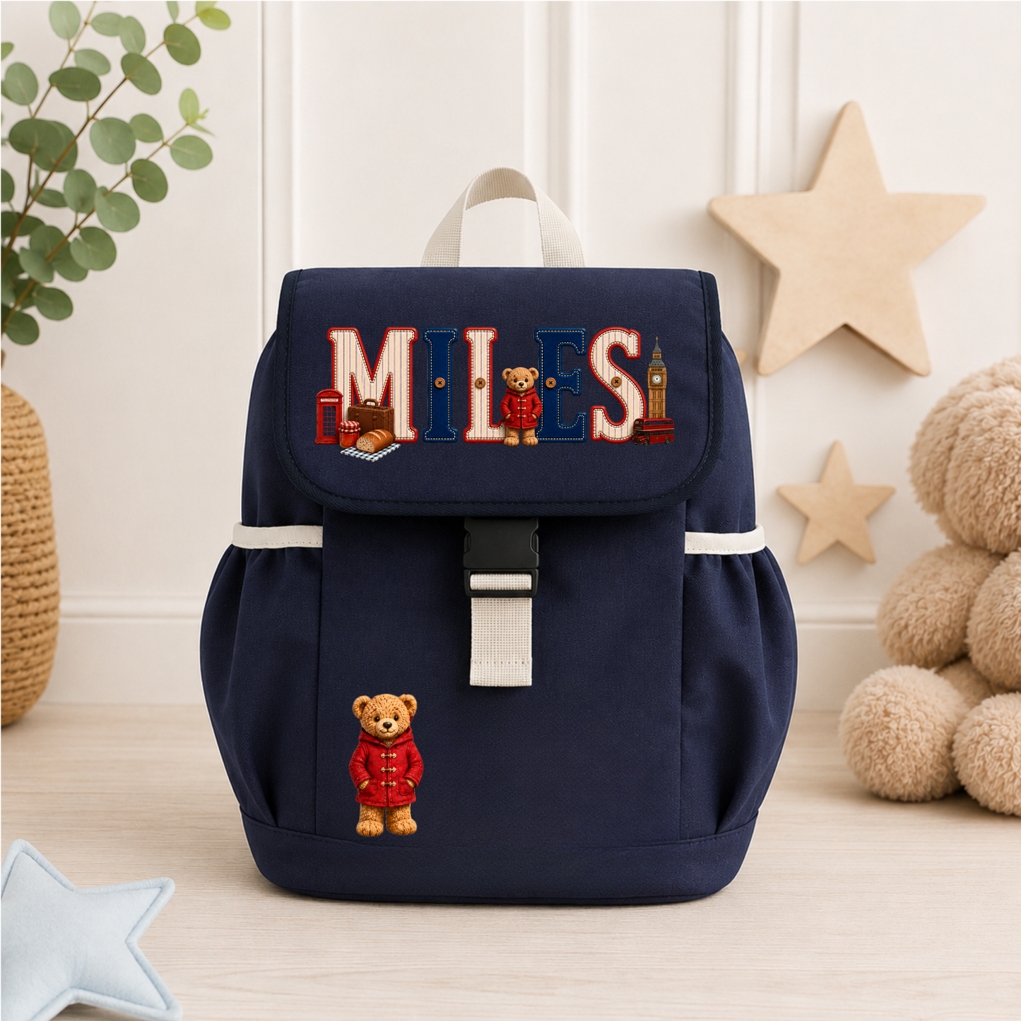 Personalised London Bear-Inspired Backpack & Lunch Bag Set