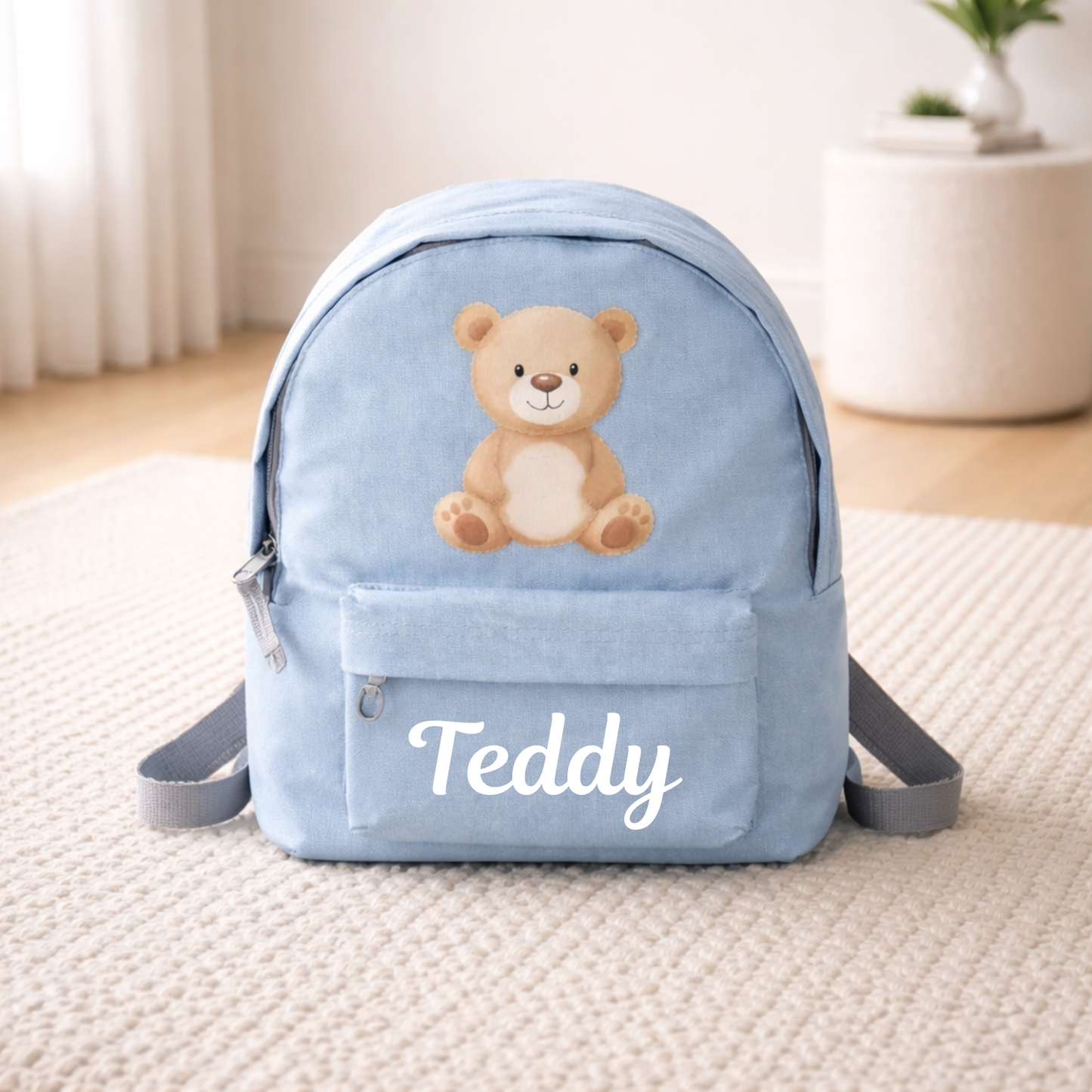 Personalised Teddy Bear or Bunny Children's Backpack with Matching Plush Keyring | Nursery & School Bag