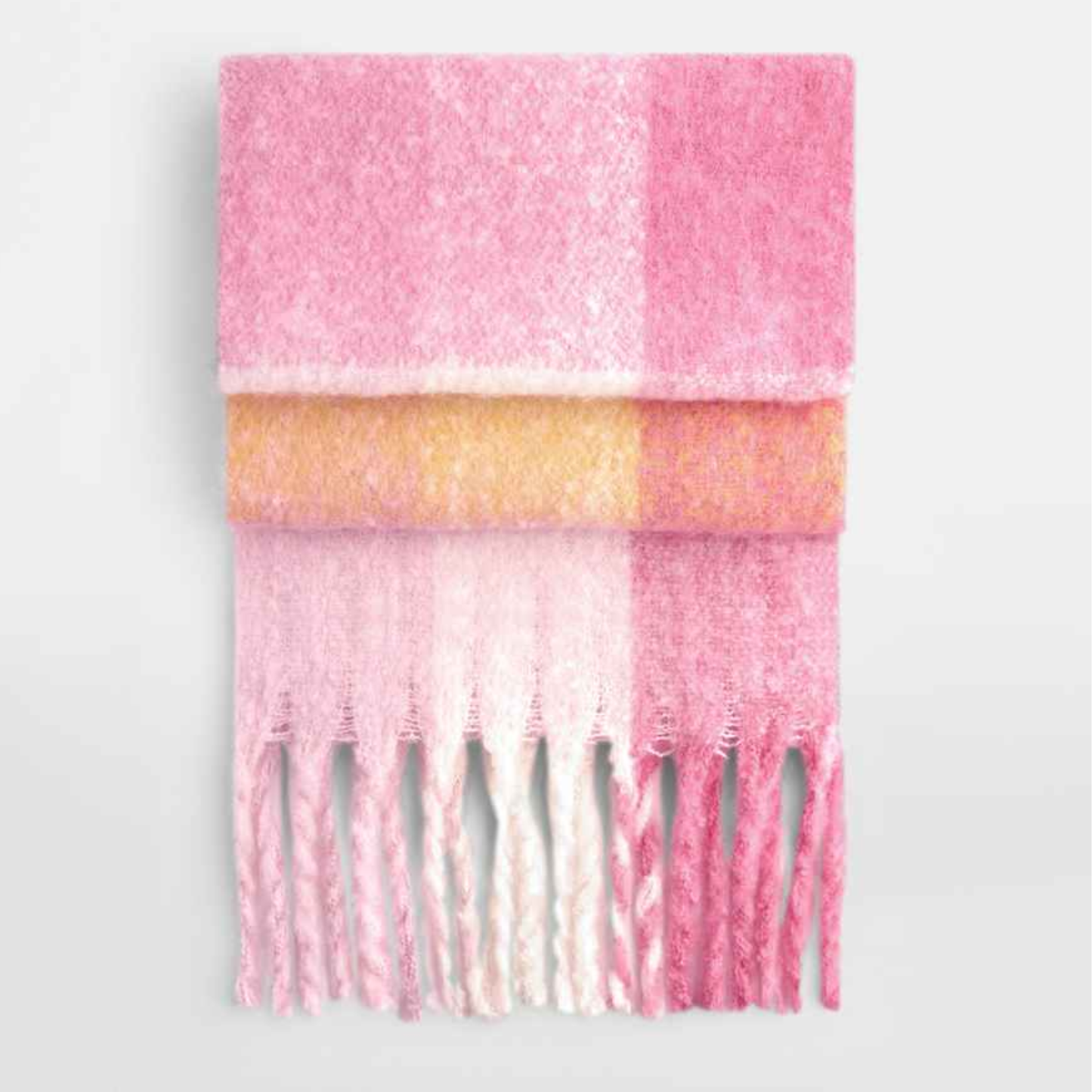 Fluffy checked oversized scarf, warm, soft, pink, brown, grey, green chunky, warm, luxury