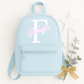 Personalised children's backpack customised with your child's name and initial. Available in a range of colours and font styles. Perfect for nursery, preschool, reception, school and back to school gifts.