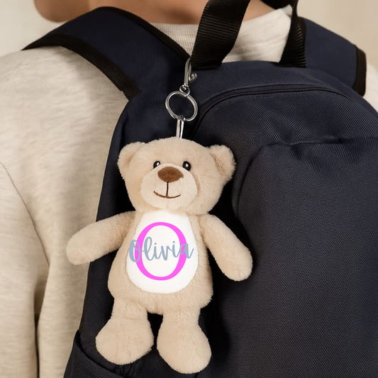 Personalised Teddy Bear & Bunny Plush Keyring