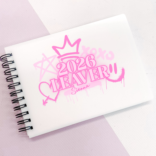 2026 Personalised Leavers books- A6- 3 different designs, pink, blue, purple