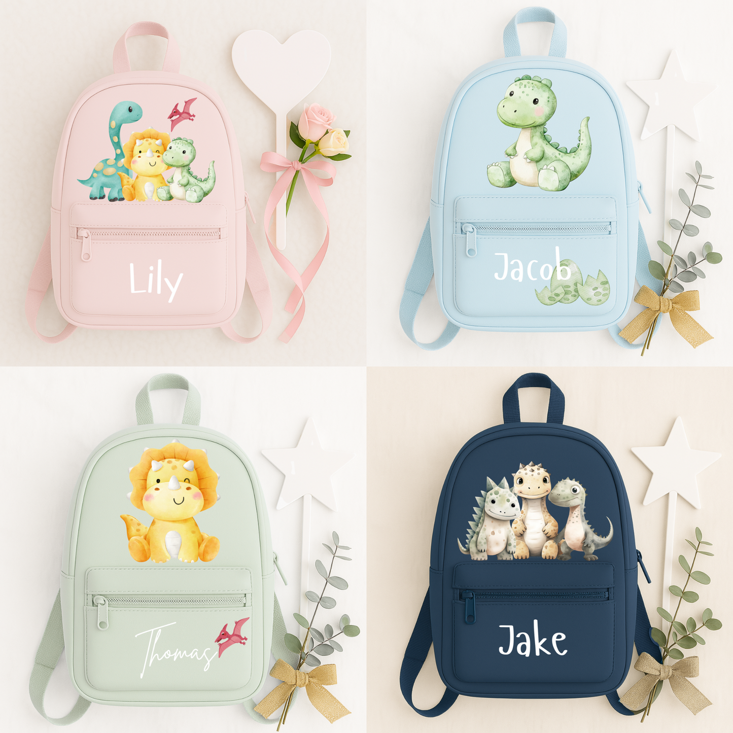 Personalised dinosaur initial backpack