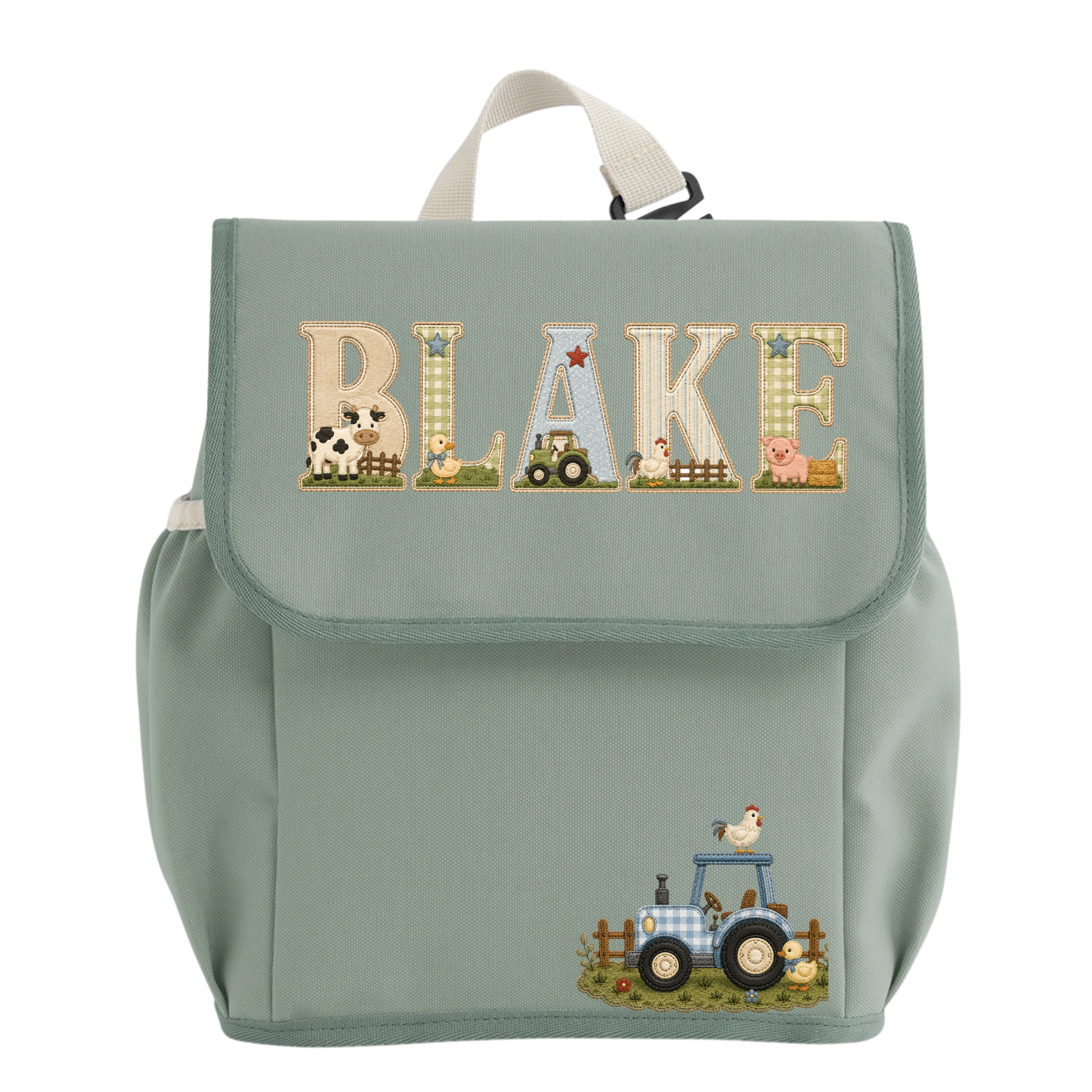 Personalised Farm Backpack & Lunch Bag Set | Custom School Bag with Name | Tractor School Set