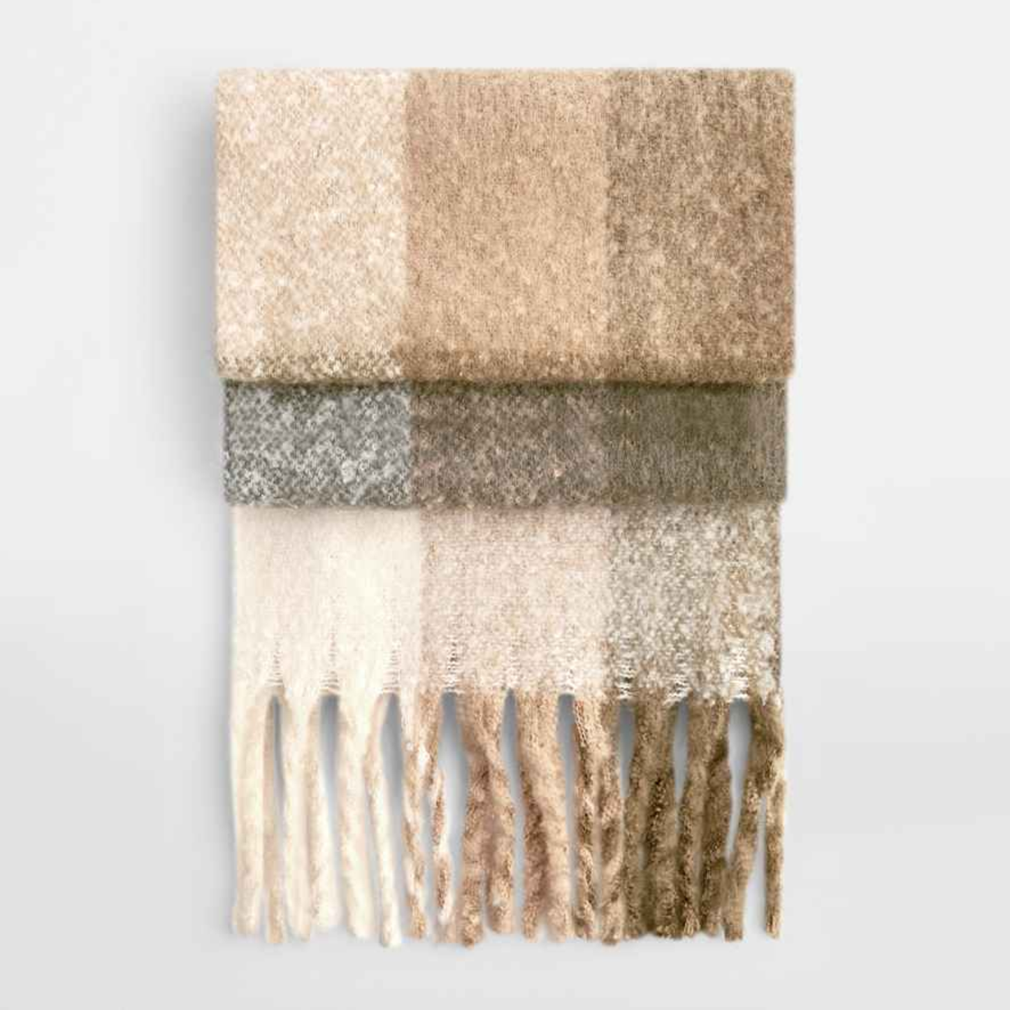 Fluffy checked oversized scarf, warm, soft, pink, brown, grey, green chunky, warm, luxury