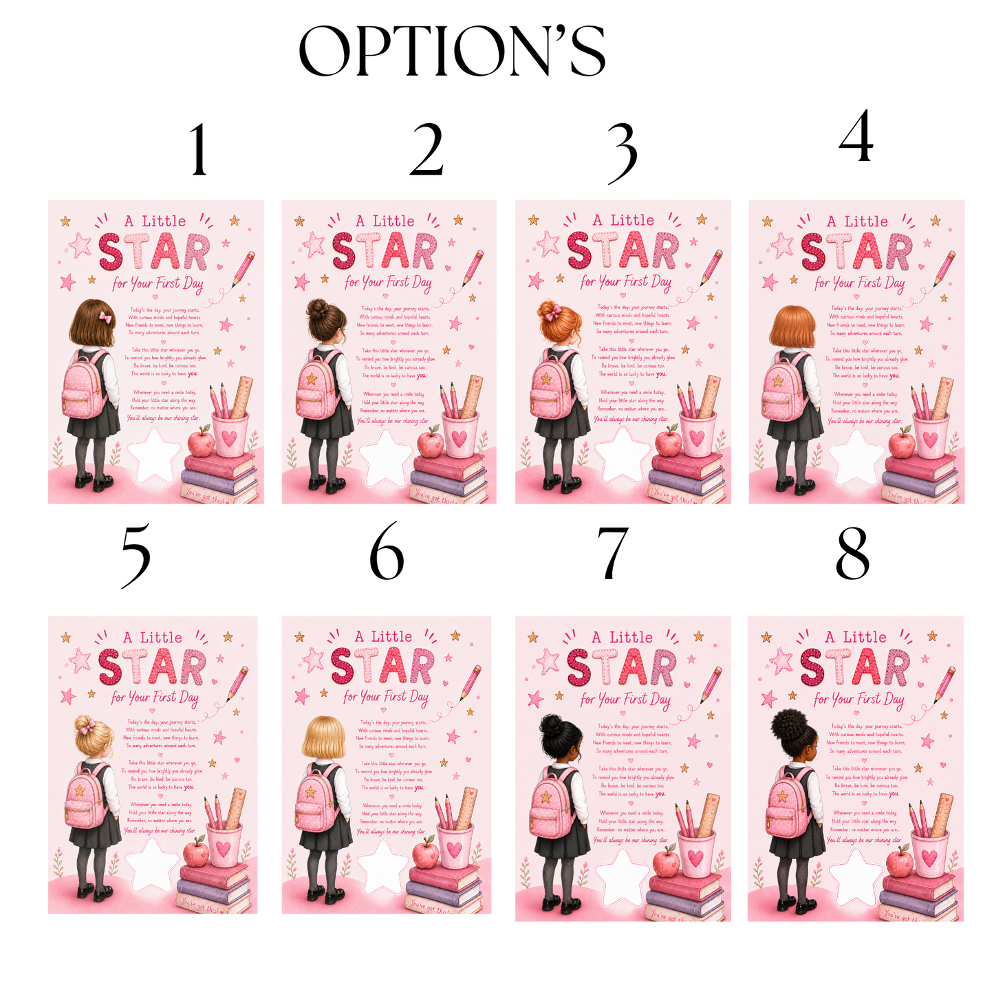 ⭐ A Little Star for Your First Day – Personalised First Day of School/Nursery Keepsake Card with Acrylic Star