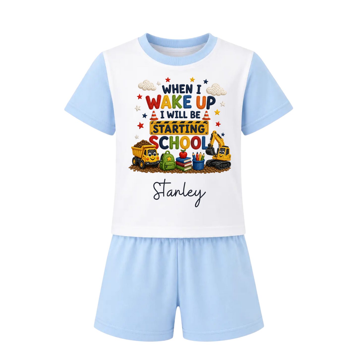 Personalised Construction First Day Nursery & School Pyjamas