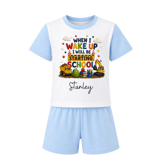 Personalised Construction First Day Nursery & School Pyjamas