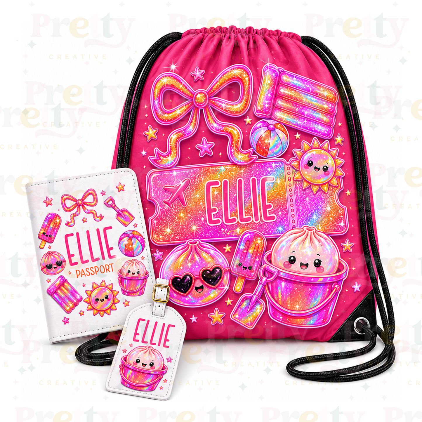 Personalised Dumpling Drawstring Bag & Travel Set